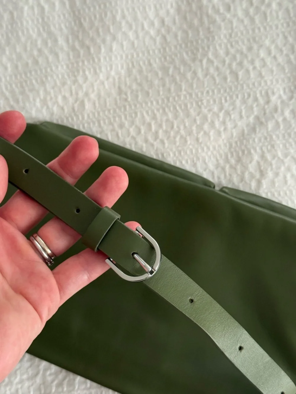 COS Olive Green Leather Crossbody Shoulder Bag